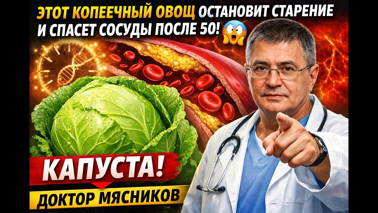🥦ЭТОТ КОПЕЕЧНЫЙ ОВОЩ ОСТАНОВИТ СТАРЕНИЕ И СПАСЕТ СОСУДЫ ПОСЛЕ 50! 😱КАПУСТА. ДОКТОР МЯСНИКОВ