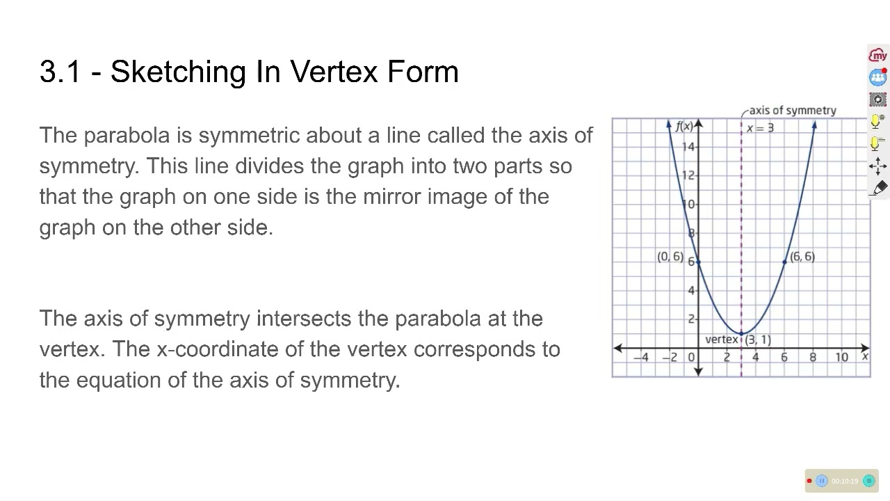 Math 20-1 - Quadratic Functions Lesson 1 - Sketching In Vertex Form