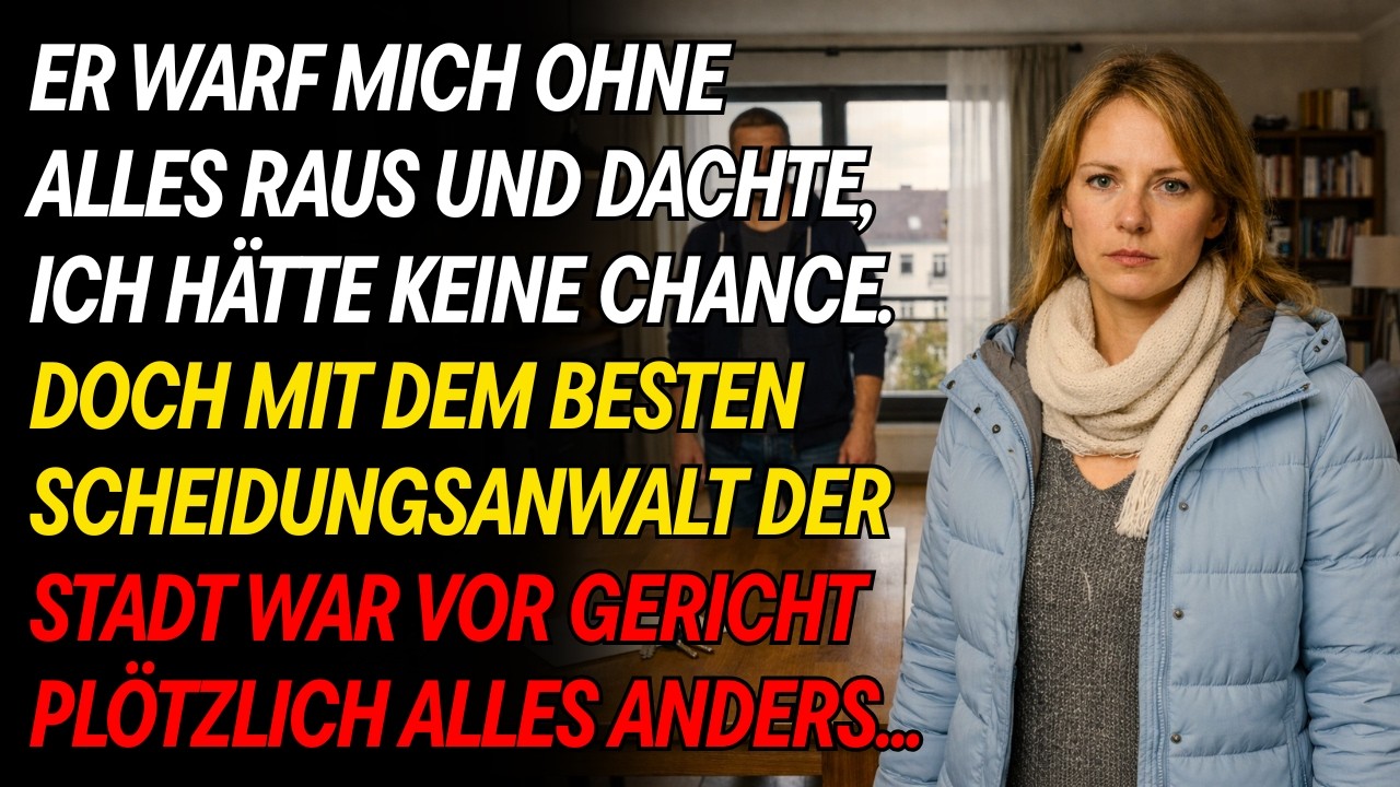 Mein Mann warf mich ohne alles raus… also ging ich direkt zum besten Scheidungsanwalt der Stadt…