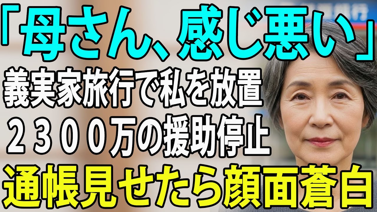 「母さん、感じ悪い」2年連続ドタキャンし義実家を優先する息子「金だけ出せ」→私「わかった」と2300万の援助を即停止した結果…震える息子から鬼電がw【シニアライフ】【60代以上の方へ】