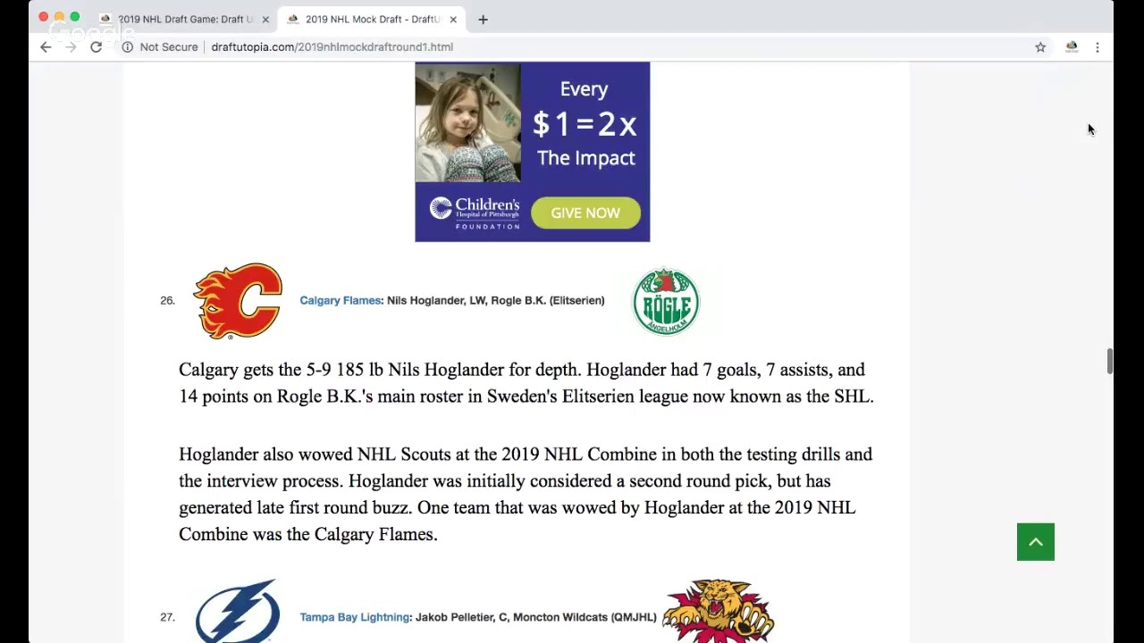 2019 NHL Mock Draft