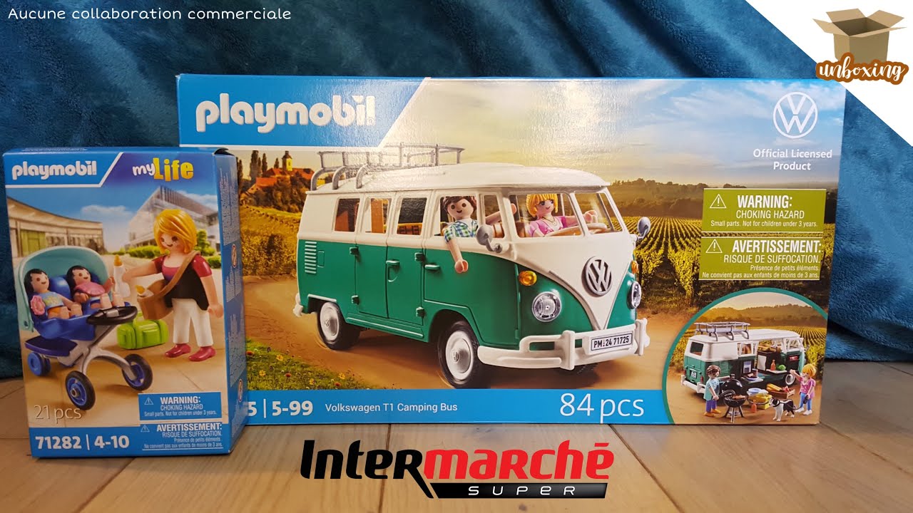 Unboxing Playmobil x Intermarché: Combi VW vert + poussettes jumeaux (no talking)