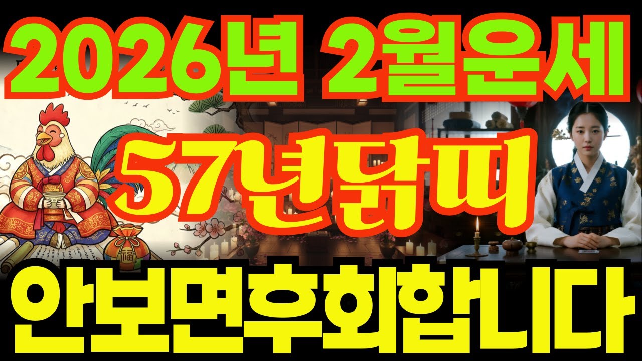 [57년닭띠운세]안보면후회합니다!!1957년정유생닭띠26년2월운세