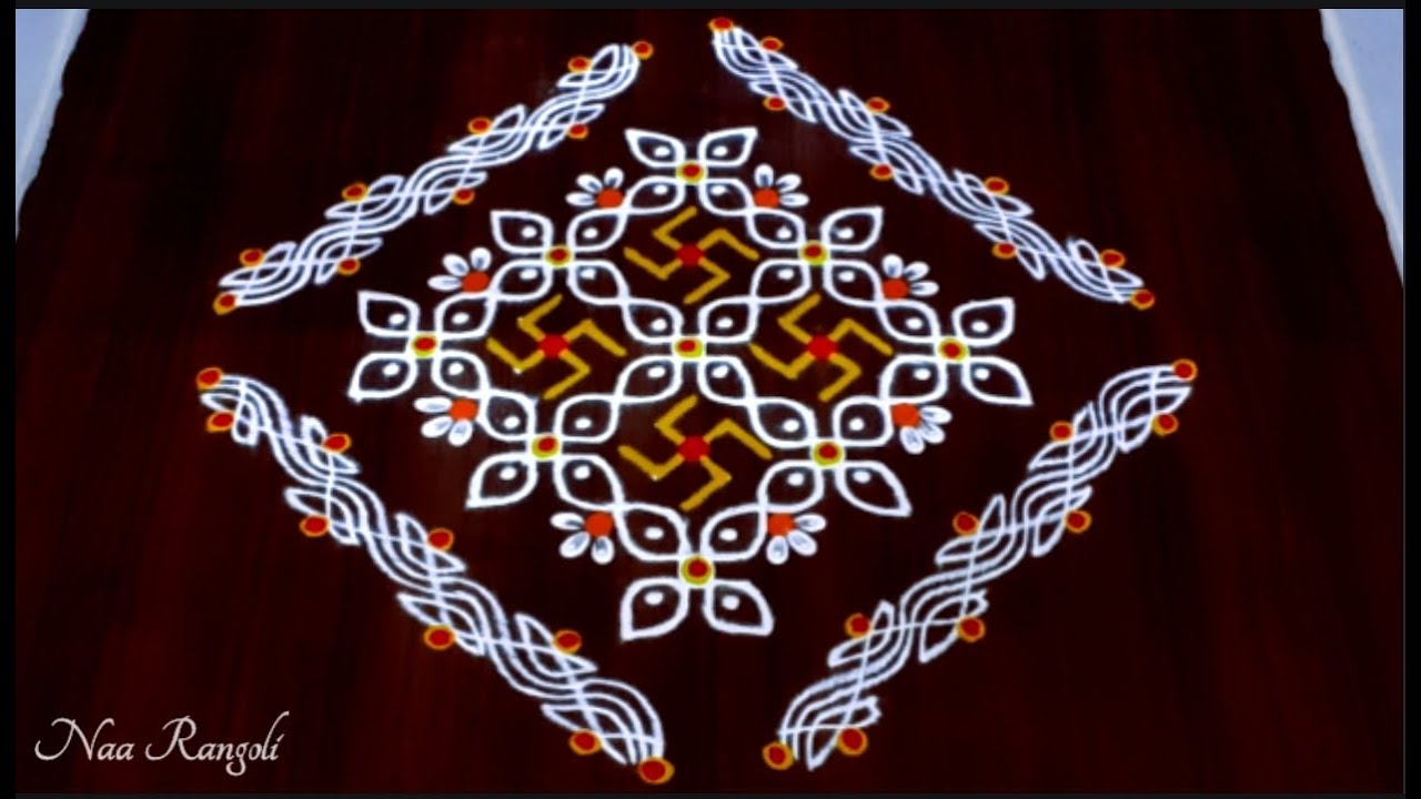 Beautiful swasthik & melikala muggulu🌼🌼 Festival special border rangoli designs 10*6*2 | Naa Rangoli