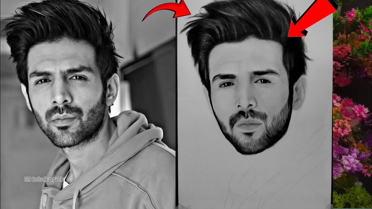 Kartik Aaryan Realistic Face Sketch ✏️🔥 | Hyper Realism Drawing Process 🎨 #KartikAaryan  #Drawing