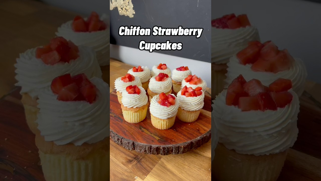 Chiffon Strawberry Cupcakes
