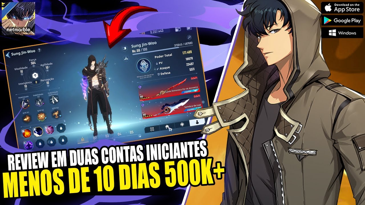 REVIEW EM DUAS CONTAS INICIANTES - MENOS DE 10 DIAS 500K+ DE PODER - F2P - SOLO LEVELING ARISE