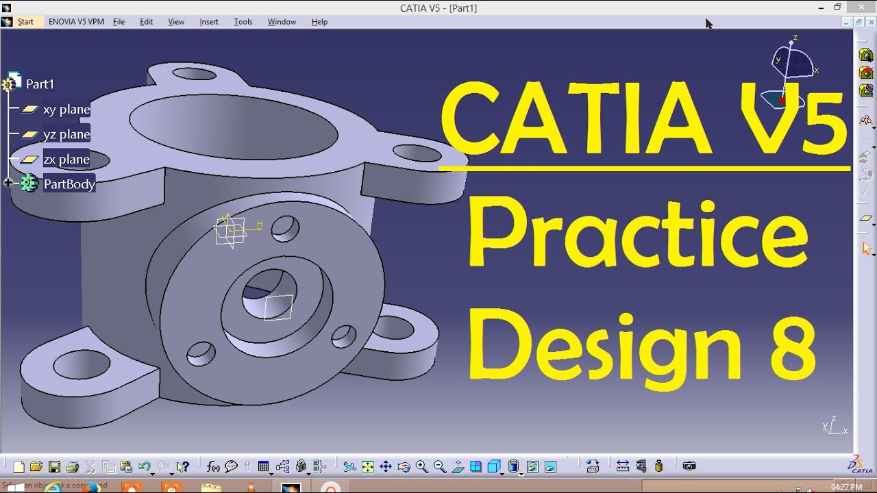 CATIA V5 Practice Design 8 for beginners | Catia Part Design | Engineer AutoCAD