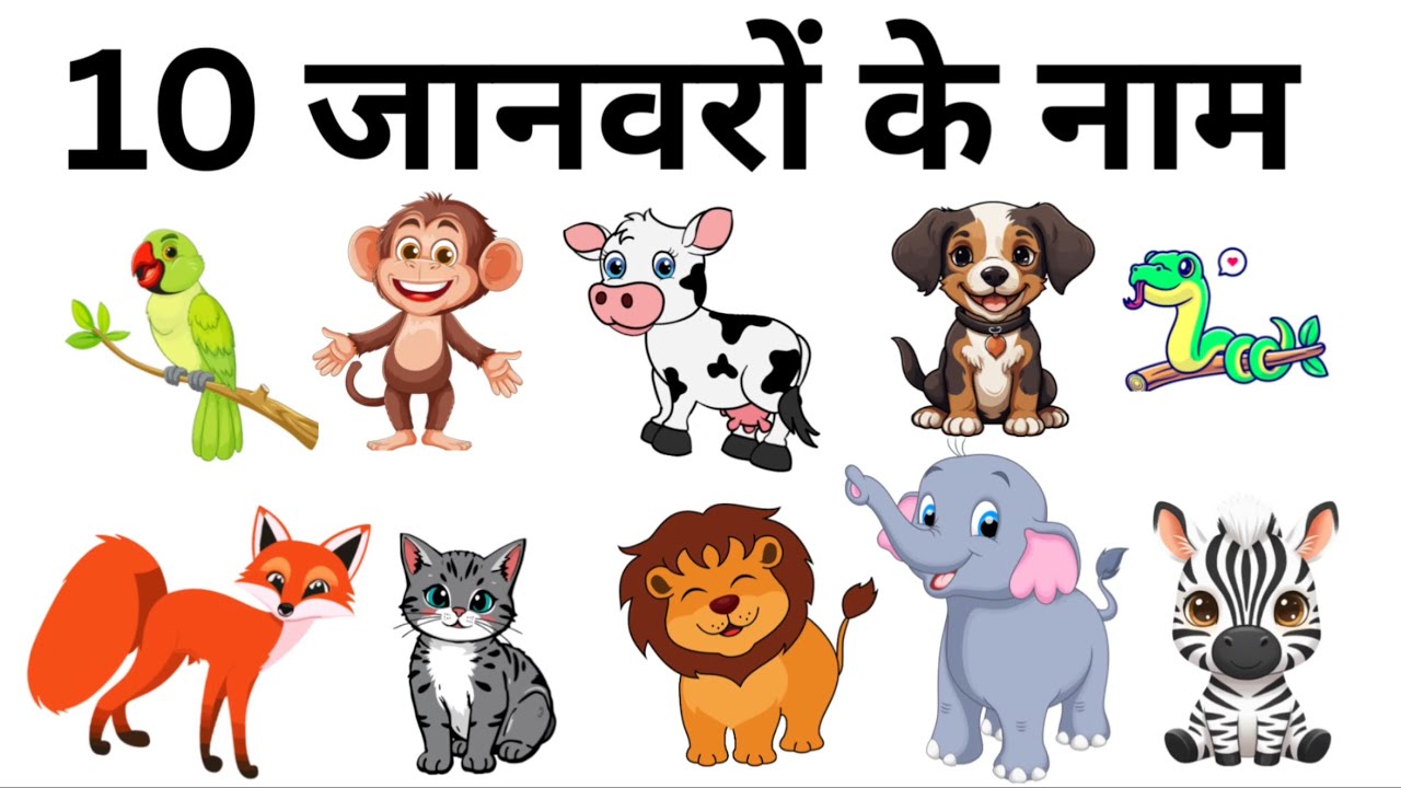 10 जानवरों के नाम सीखें | बच्चों के लिए Animal Names in Hindi  @YuviSharmaHindiLearning_tv25 