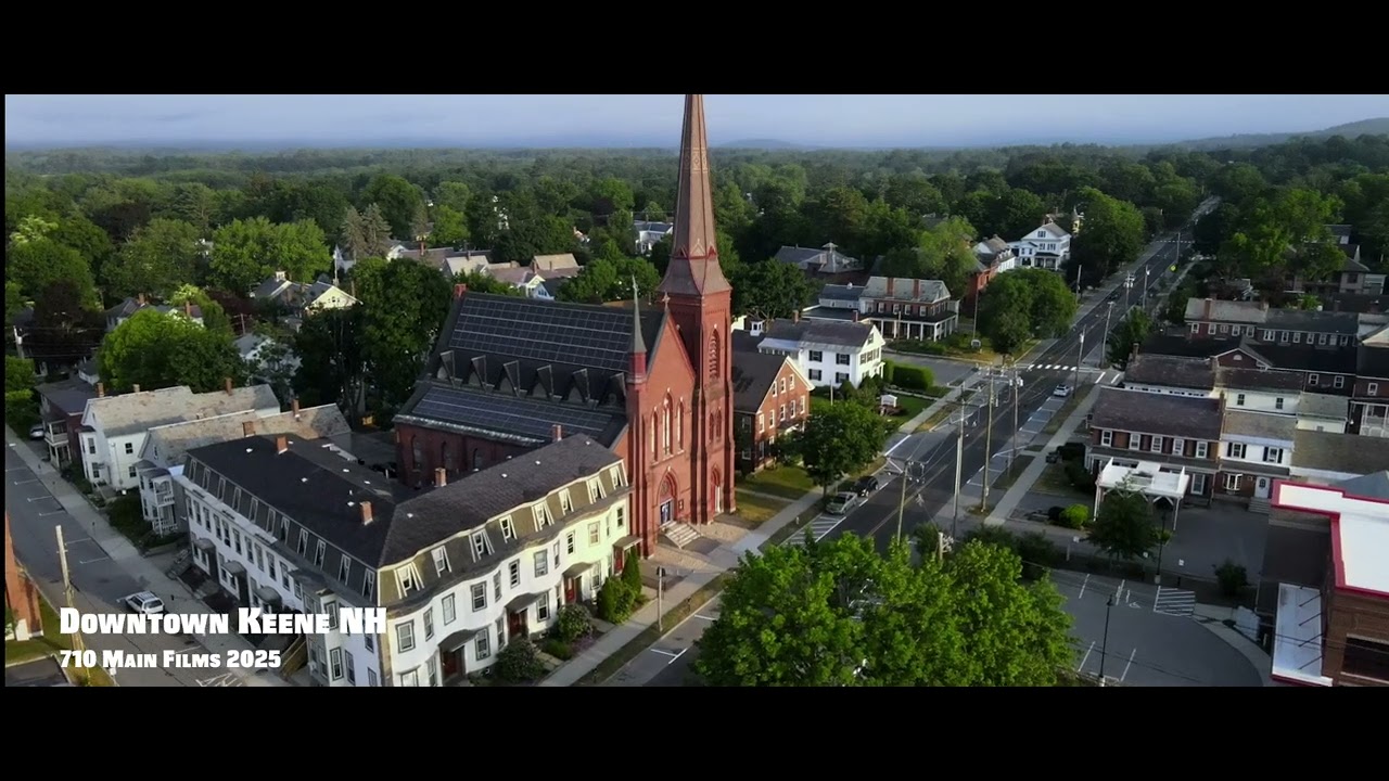 Keene New Hampshire downtown drone video.