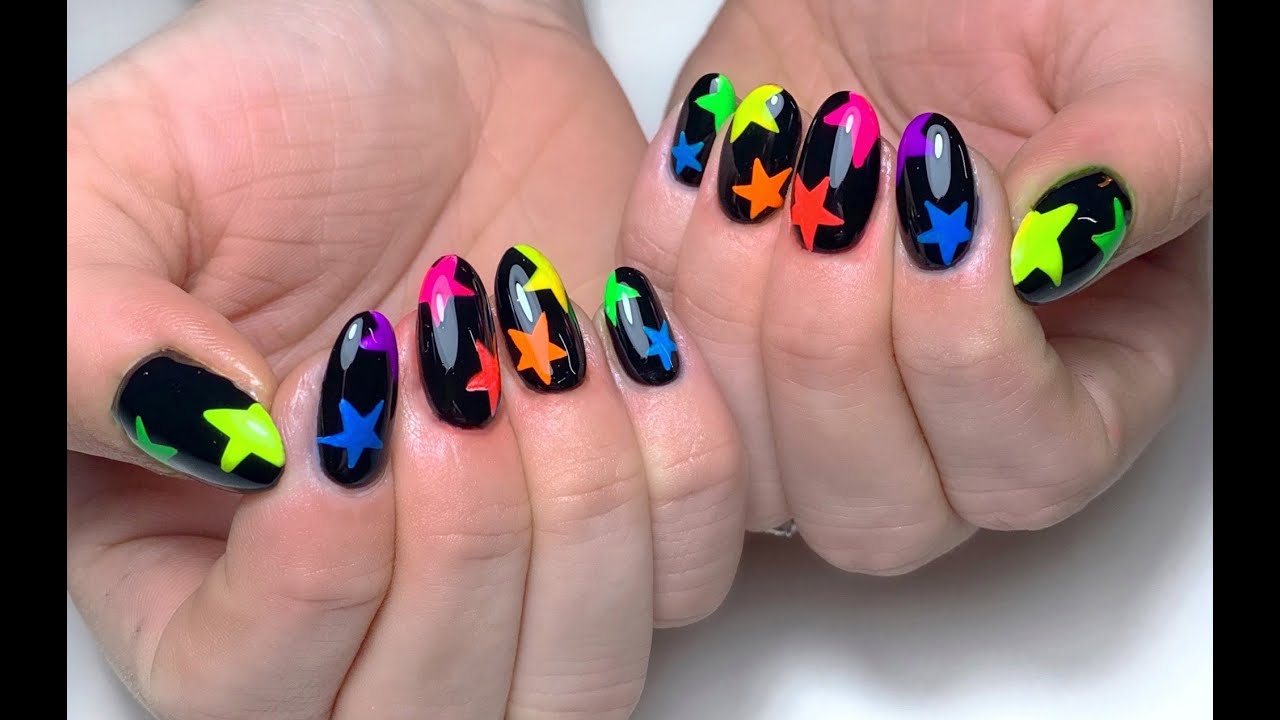 🎨NEON STARS • Watch Me Work • Nail Art Tutorial • Nailed It Beauty🎨