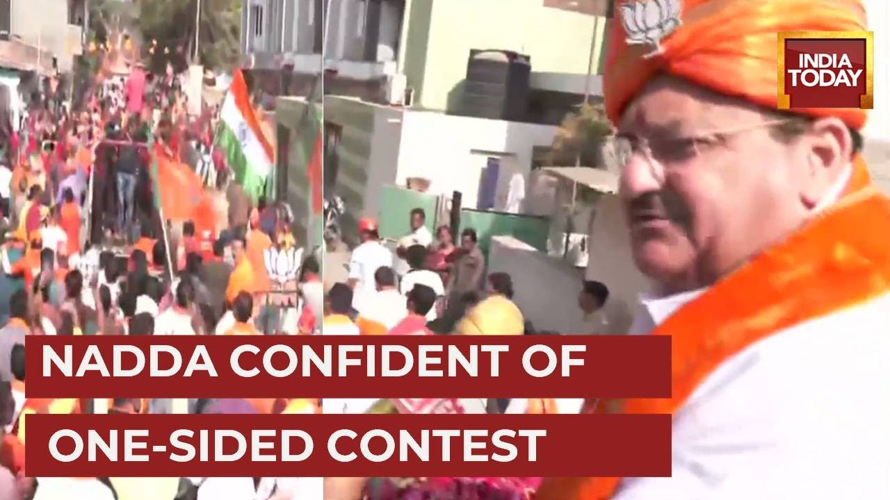 BJP President JP Nadda Holds Roadshow In Gujarat's Bhavnagar District