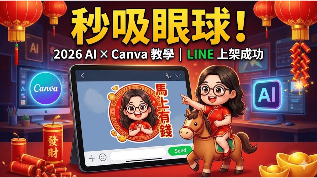 賀年圖秒吸眼球！2026 AI × Canva 一步做霸屏級大貼圖｜LINE 上架