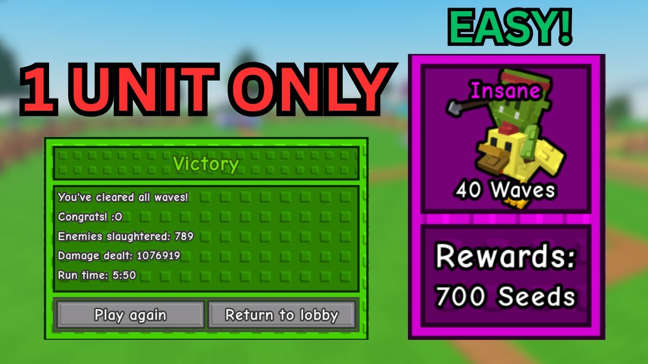 Solo Garden Map Insane Mode With 1 UNIT ONLY! Garden Tower Defense