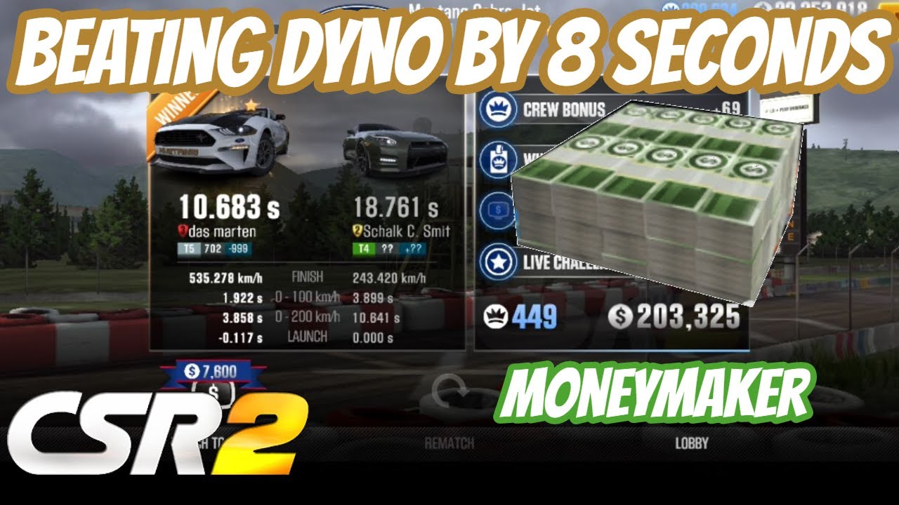 Money Maker Mustang Cobra Jet | Beat Dyno by 8 Sec. | Win every Bet | Farm Keys | CSR2