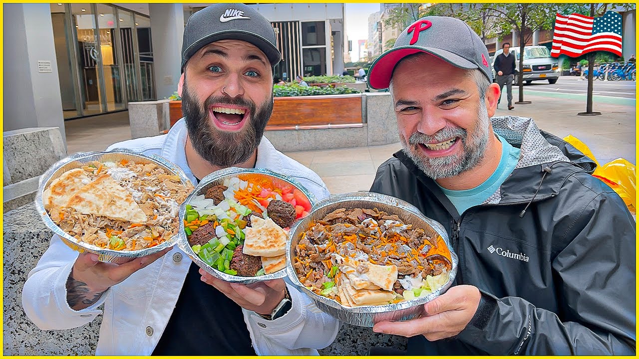 PROVAMOS A COMIDA DE RUA MAIS BARATA DE NOVA YORK | COMIDA DE RUA NOS EUA ESTILO MARMIT&Atilde;O