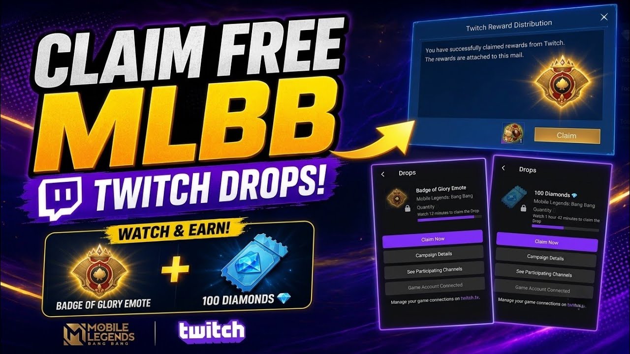 How to Get FREE Diamonds & Emotes in MLBB! (Twitch Drops)