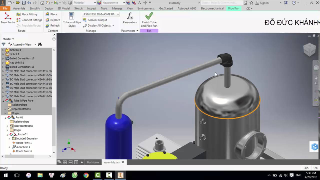 Thiết kế đường ống trên inventor