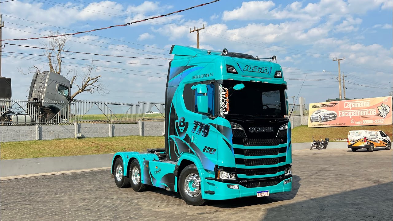 Scania S770 com escapamento europeu #capanemaescapamentos #starkdifusores #scania