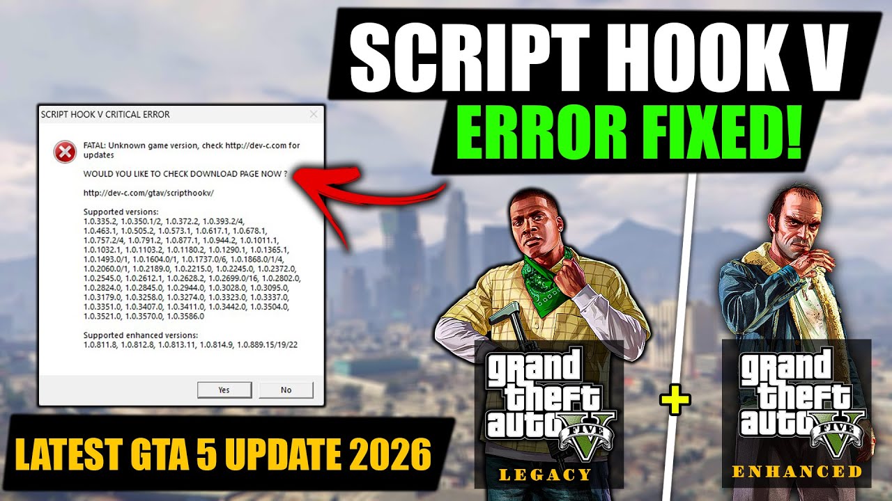 GTA 5 и GTA 5 Enhanced Script Hook V: исправление критической ошибки (последнее обновление 2026 г...