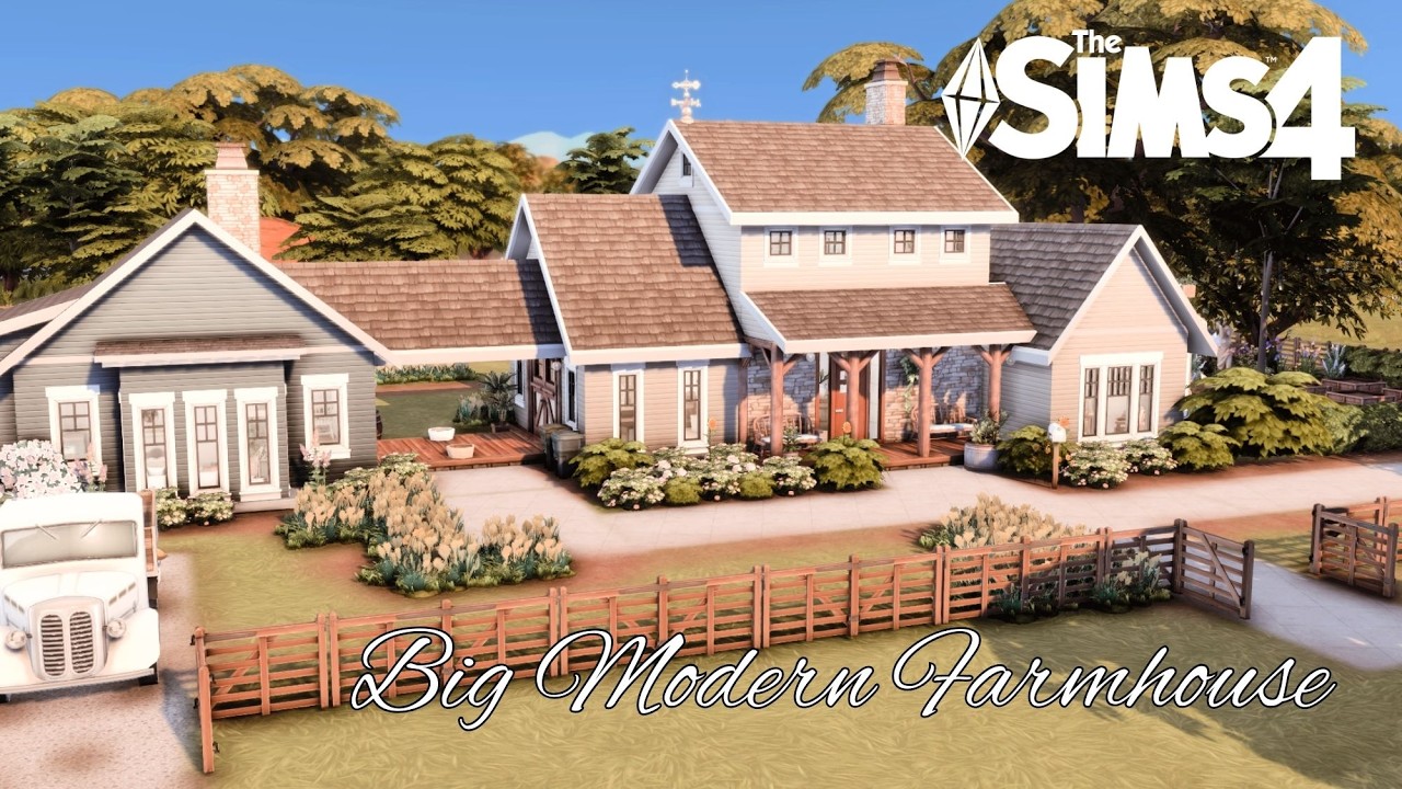Big Modern Farmhouse | The Sims 4 Speed Build | No CC |