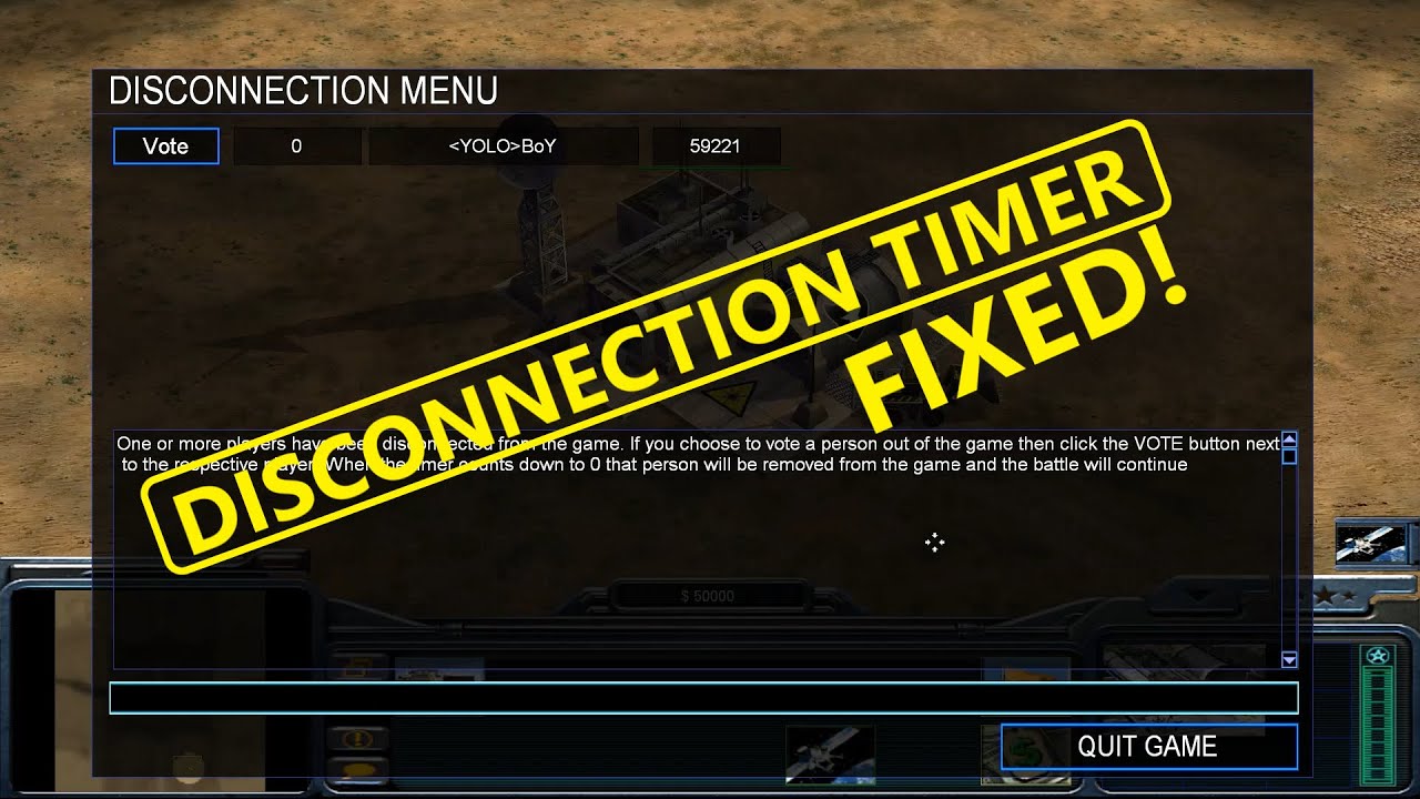 C&C Generals Zero Hour Disconnection Timeout Timer (Fixed)