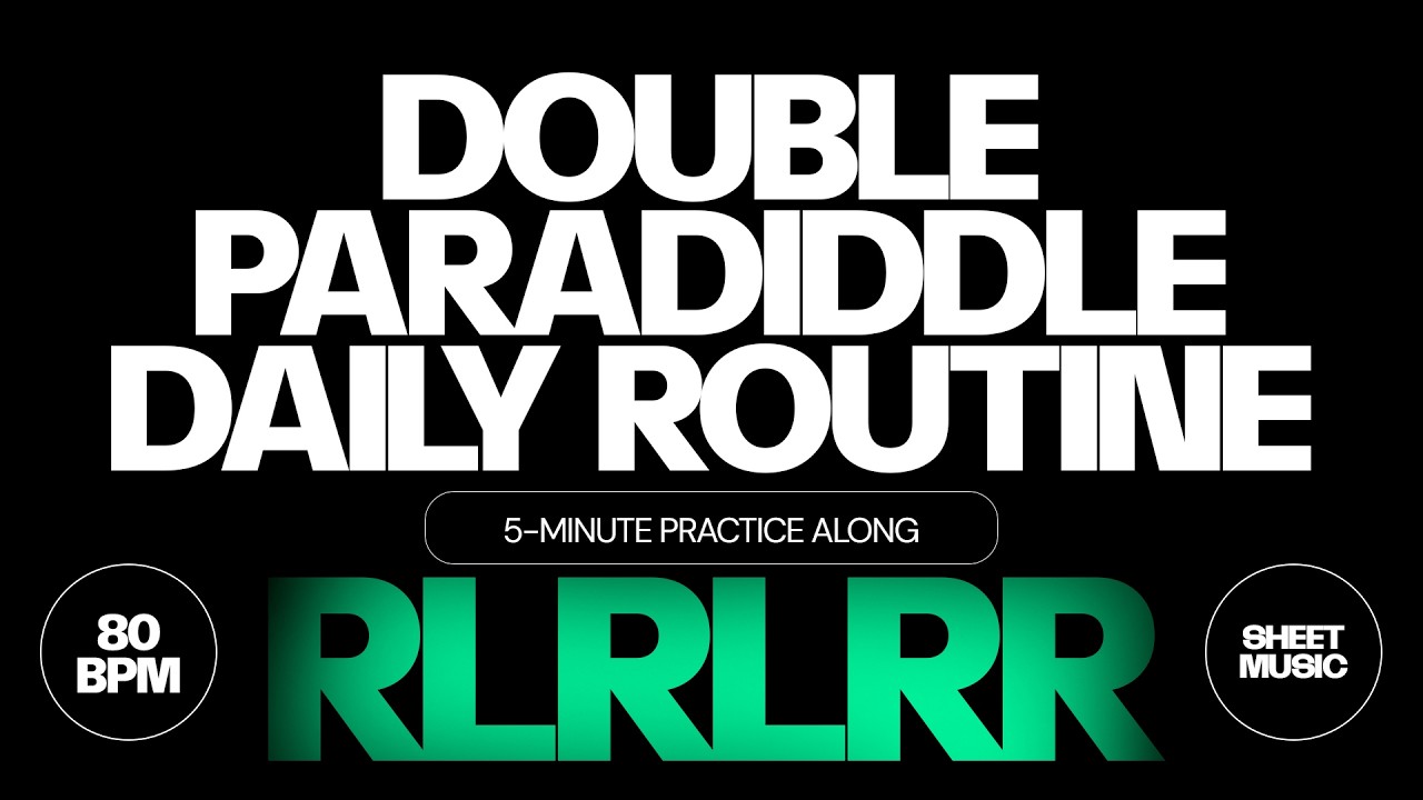 5-Minute DOUBLE PARADIDDLE Workout | Practice Along | 80 BPM | Daily Drum Rudiment Exercise
