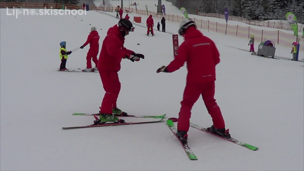Skischool Lipno - metodický postup 4 - Nácvik na obou lyžích v pohybu, obraty