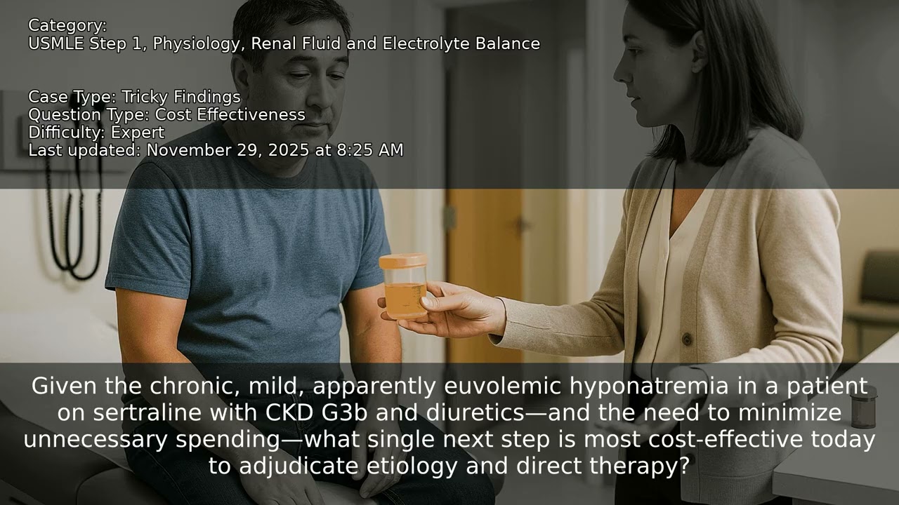 Renal Fluid and Electrolyte Balance, Physiology, USMLE Step 1 - Full Vignette with Extended Explanat