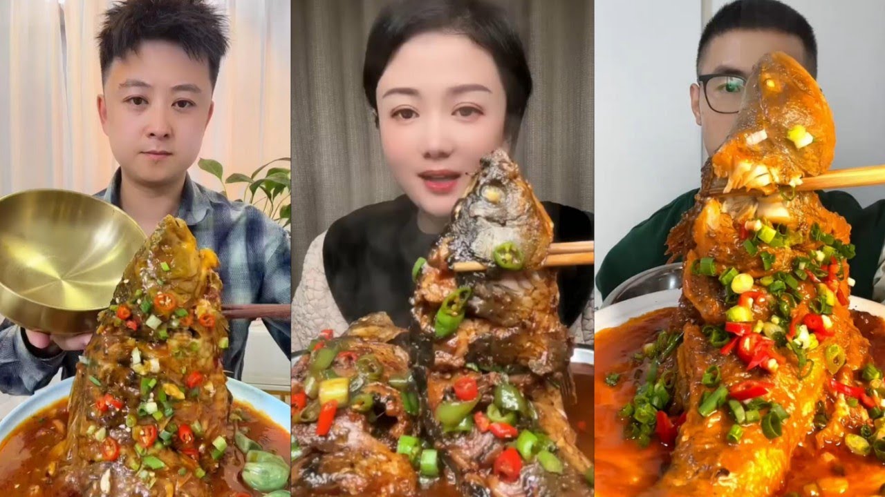 Chinese Mukbang Food Eating Show | God eats fish, Spicy Braised Fish #204