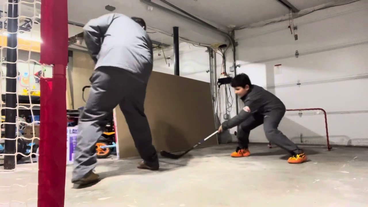 Me and my dad play hockey