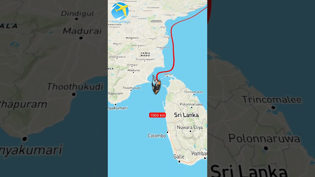 Kolkata - West Bengal to Mangalore - Karnataka India travel route map animation via ship boat