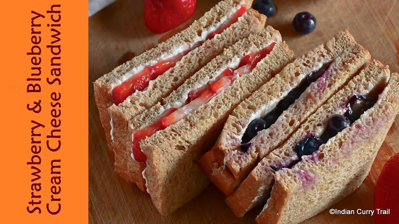 Strawberry Cream Cheese Sandwich | Blueberry Cream Cheese Sandwich | 5 minutes lunchbox recipe