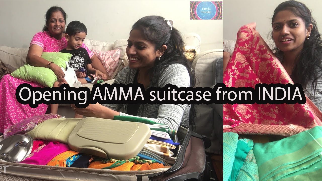 Opening amma suitcase from INDIA | UNPACKING |  HAUL | Family Traveler (2020) |  USA Tamil VLOG