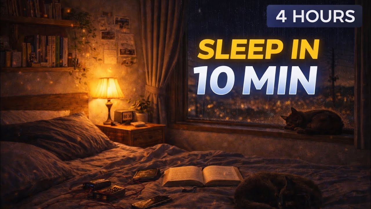 Fall Asleep Fast – Rainy Bedroom Lofi for Deep Sleep (4 Hours)