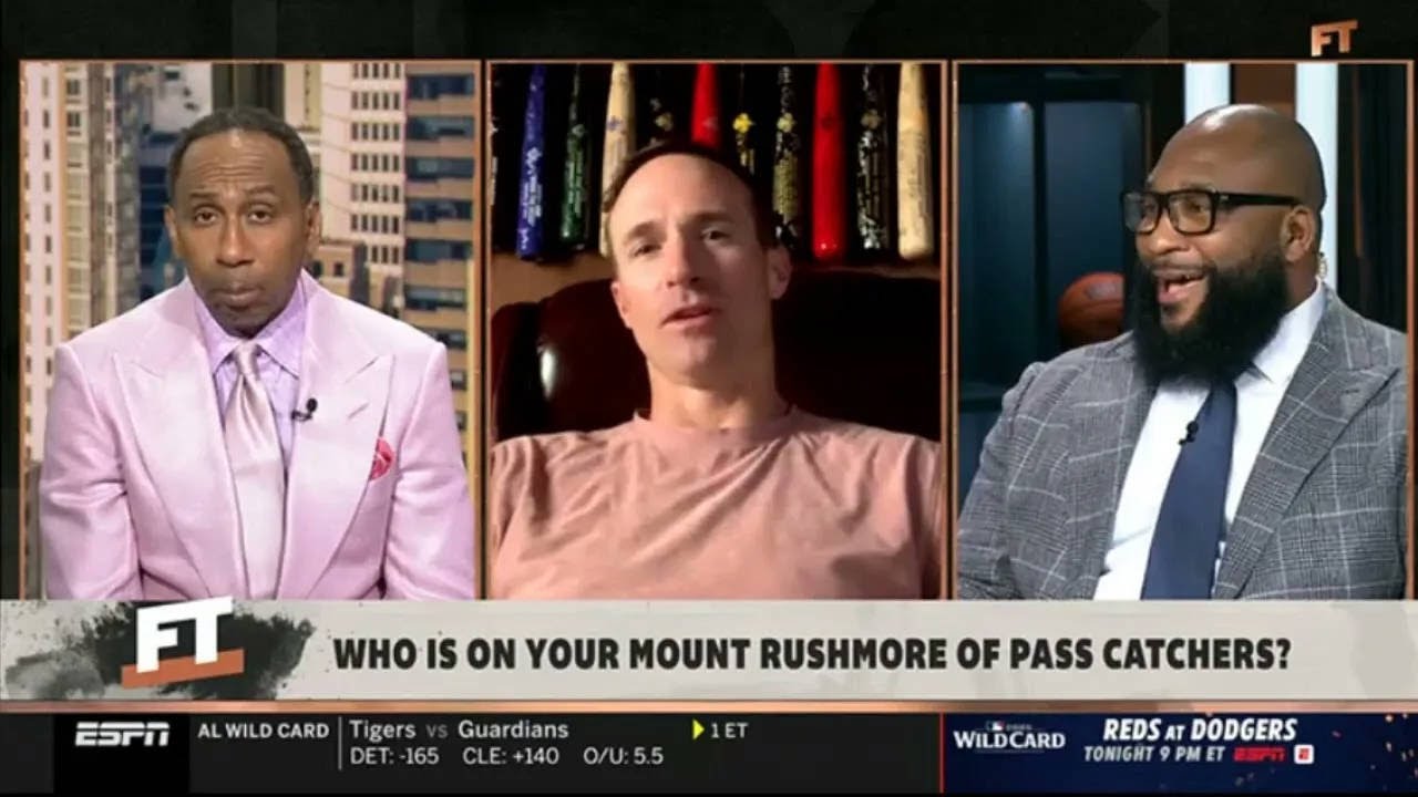 FIRST TAKE | Stephen A Goes Crazy at Drew Brees Saying Marques Colston Better Than Terrell Owens