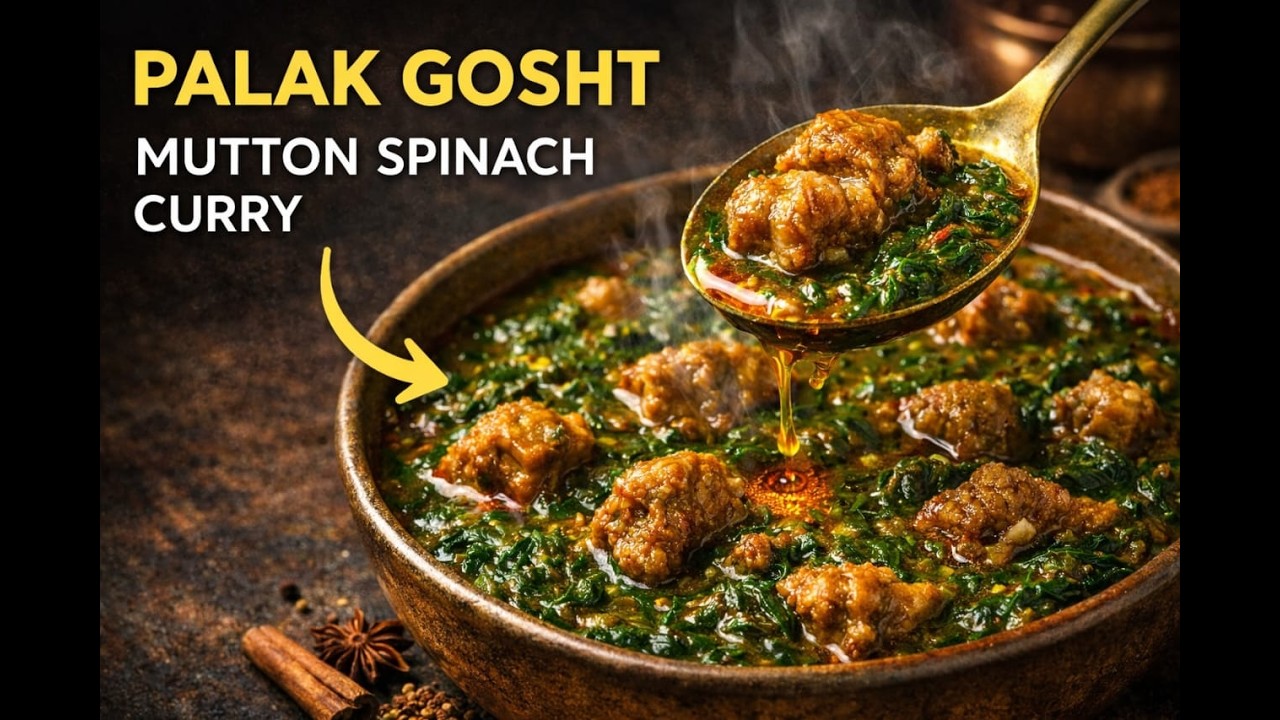 Mutton Spinach Curry | Palak Gosht Recipe | Desi Mutton Curry with Spinach 🍖🌿
