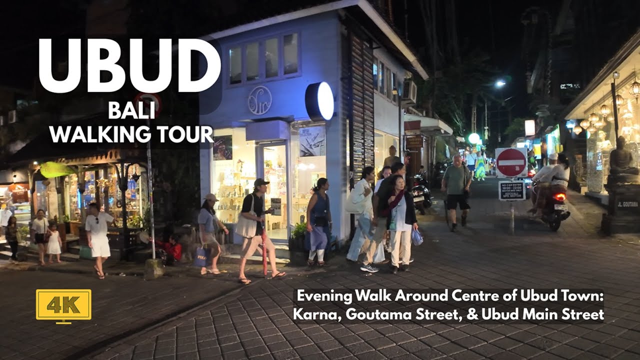 UBUD, Bali Evening Walk Around Centre of Ubud | Quiet Goutama Street Bali Walking Tour 4K60fps