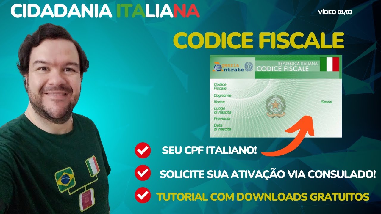 CIDADANIA ITALIANA - CODICE FISCALE - COMO ATIVAR VIA CONSULADO SEU CPF ITALIANO (PARTE 01/03)
