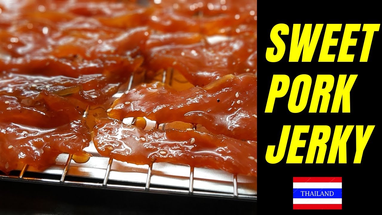Sweet Pork Jerky  // Dried and Deep Fried // Sweet Sticky Snack from Thailand