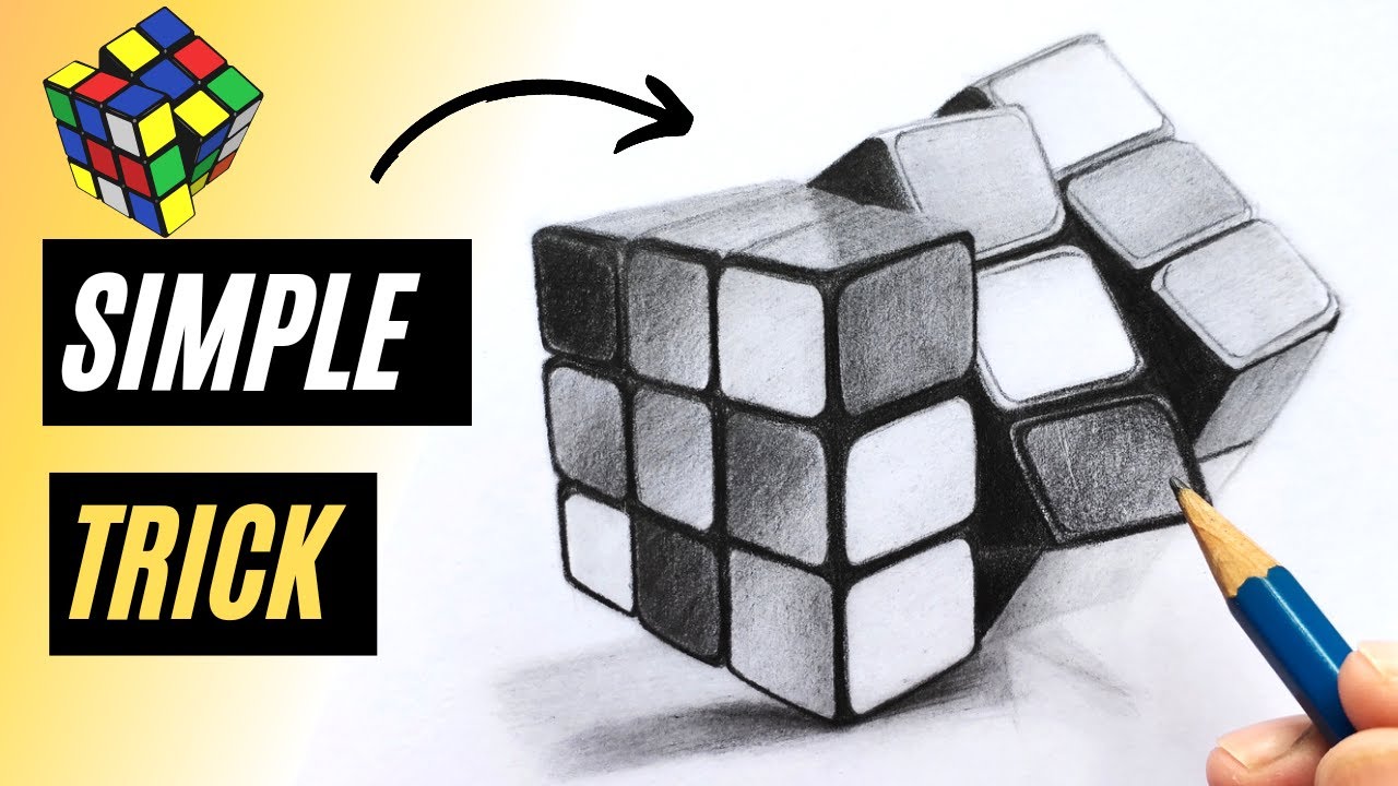 How to Draw a Realistic Cube | Still Life Drawing | Rubik's Cube Drawing lesson