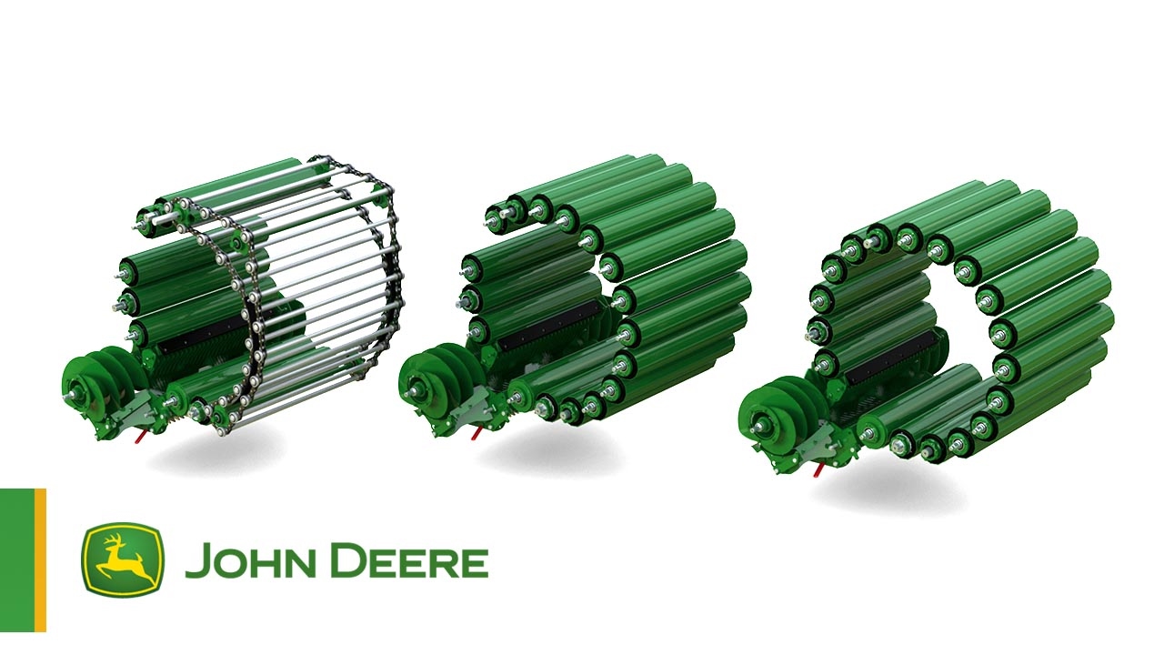 Animacja działania stałokomorowych pras zwijajacych John Deere