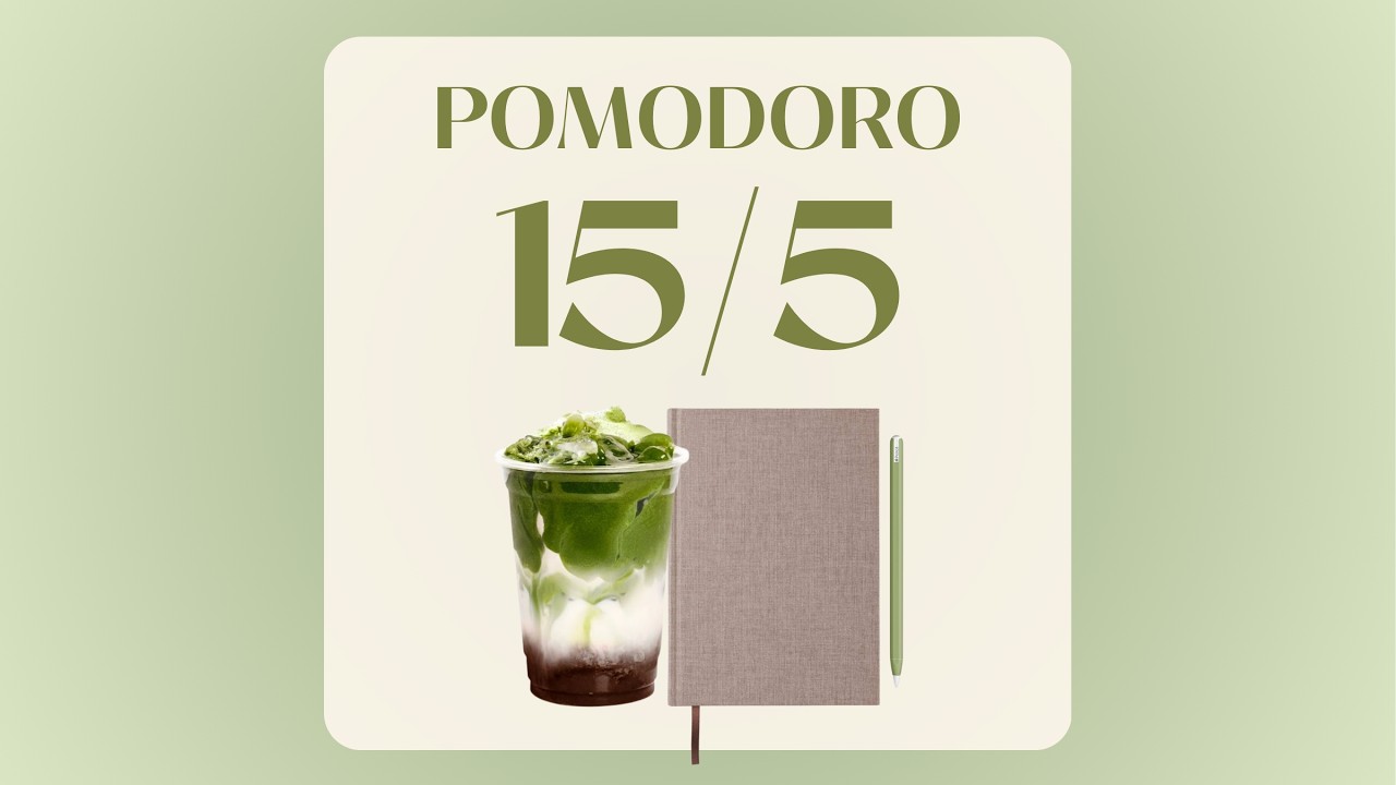 15/5 Pomodoro Timer | 5x15min | No music | Focus | Study | Break | Productivity