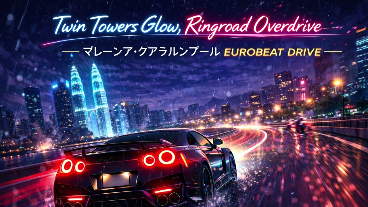 【クアラルンプール　ユーロビート】Twin Towers Glow, Ringroad Overdrive | マレーシア・クアラルンプール EUROBEAT DRIVE / KLCC周回 Night