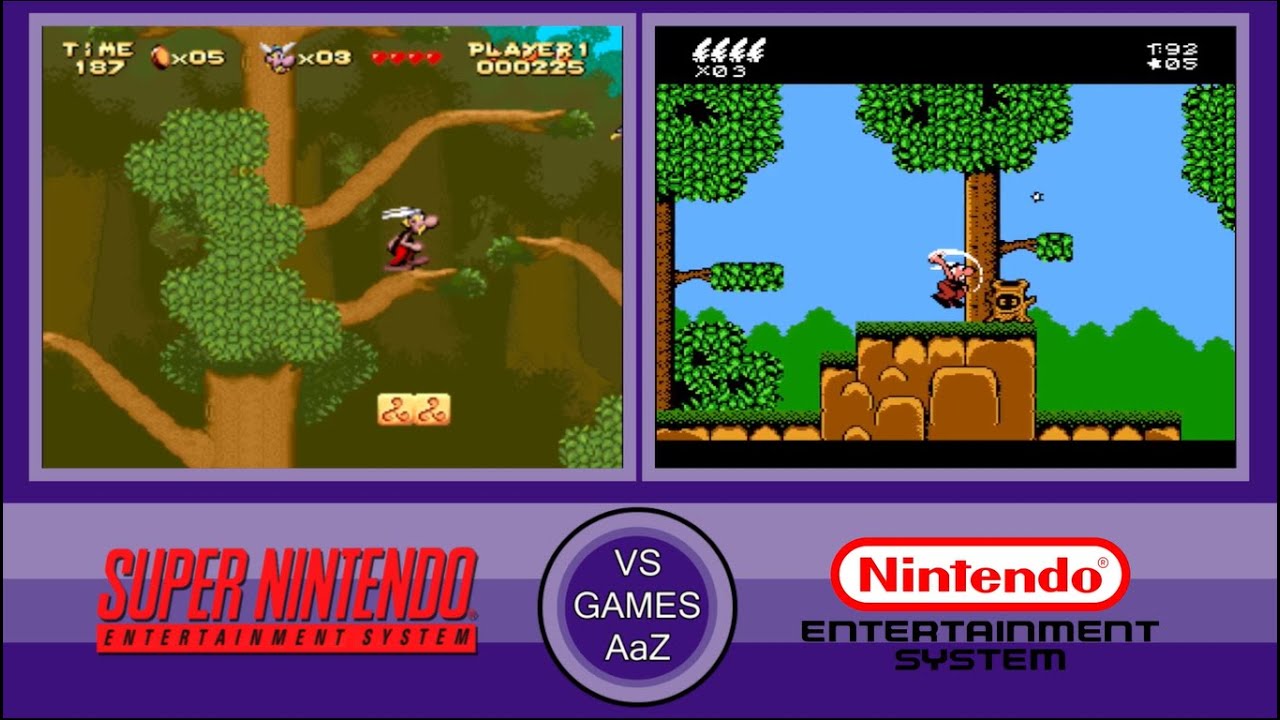 Asterix - SNES VS NES - Side by Side Comparison Graphics