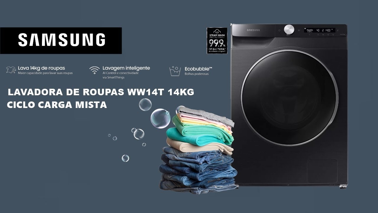 Lavadora de Roupas SAMSUNG 14Kg WW14T - LAVAGEM DE ROUPAS MISTA