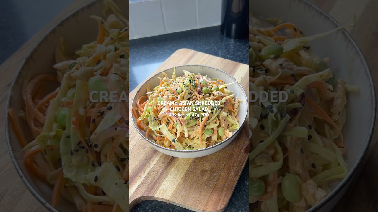 Сливочный азиатский салат из измельченной курицы #куриныйсалат #салат #высокоебелковоепитание #ле...
