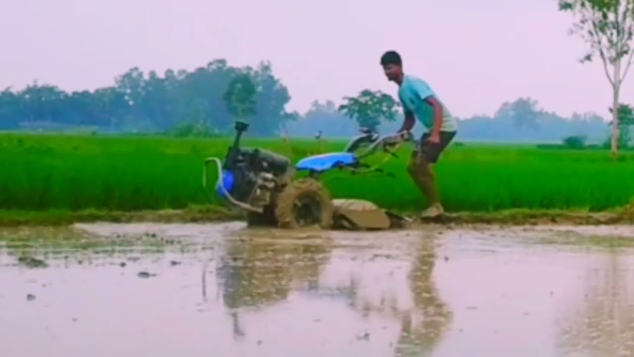 Back rotary power tiller/weeder কাদায় চাষ করার ভিডিও
