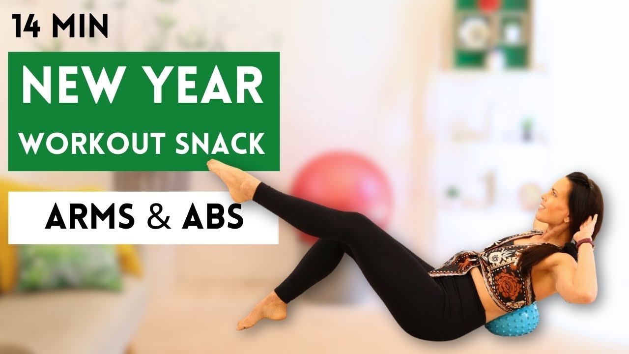 14 Min Arms & Abs Mat Workout With Ball + Light Weights | Day 12 New Year Workout Snack Series