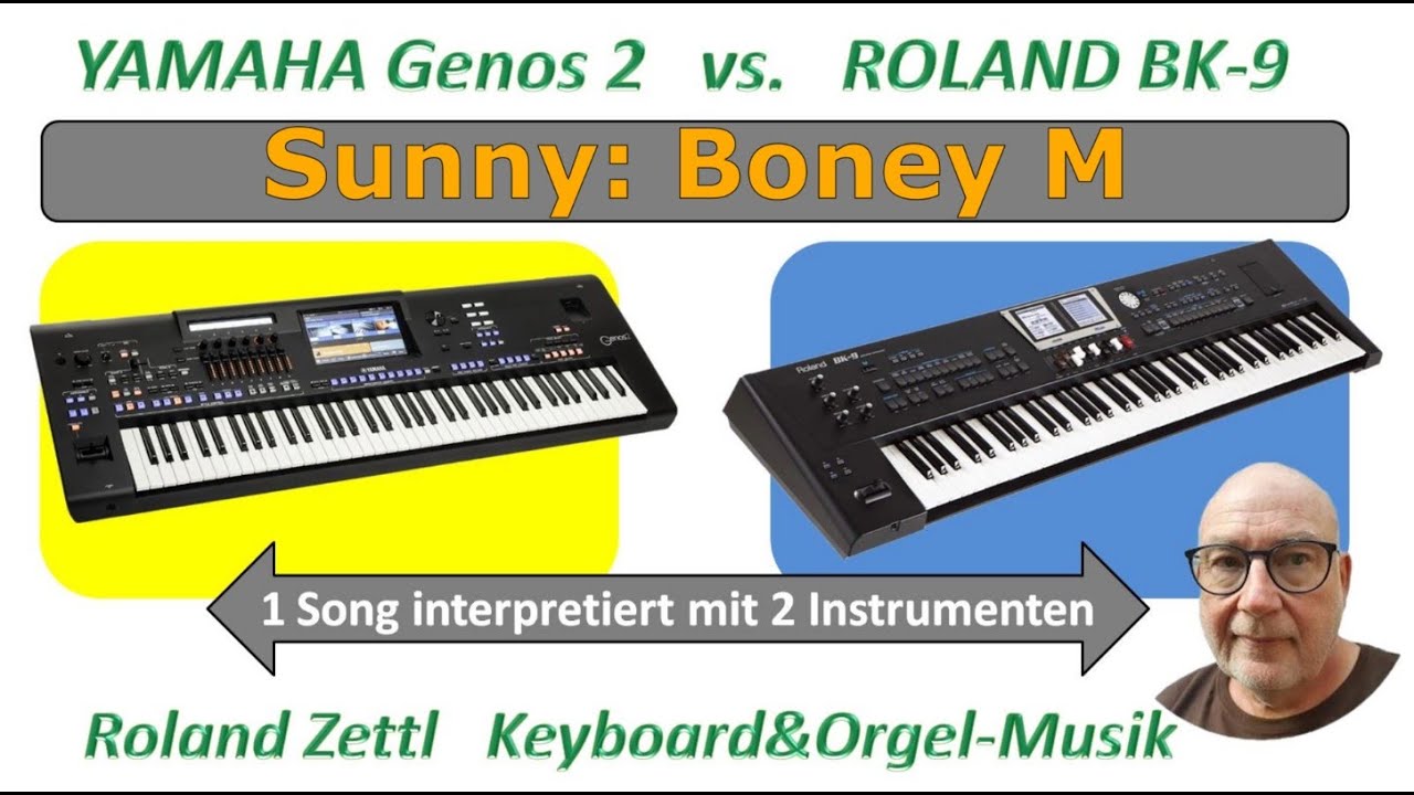 Vergleich YAMAHA Genos 2 vs. ROLAND BK-9 / Keyboard comparison (Sunny - Boney M.)
